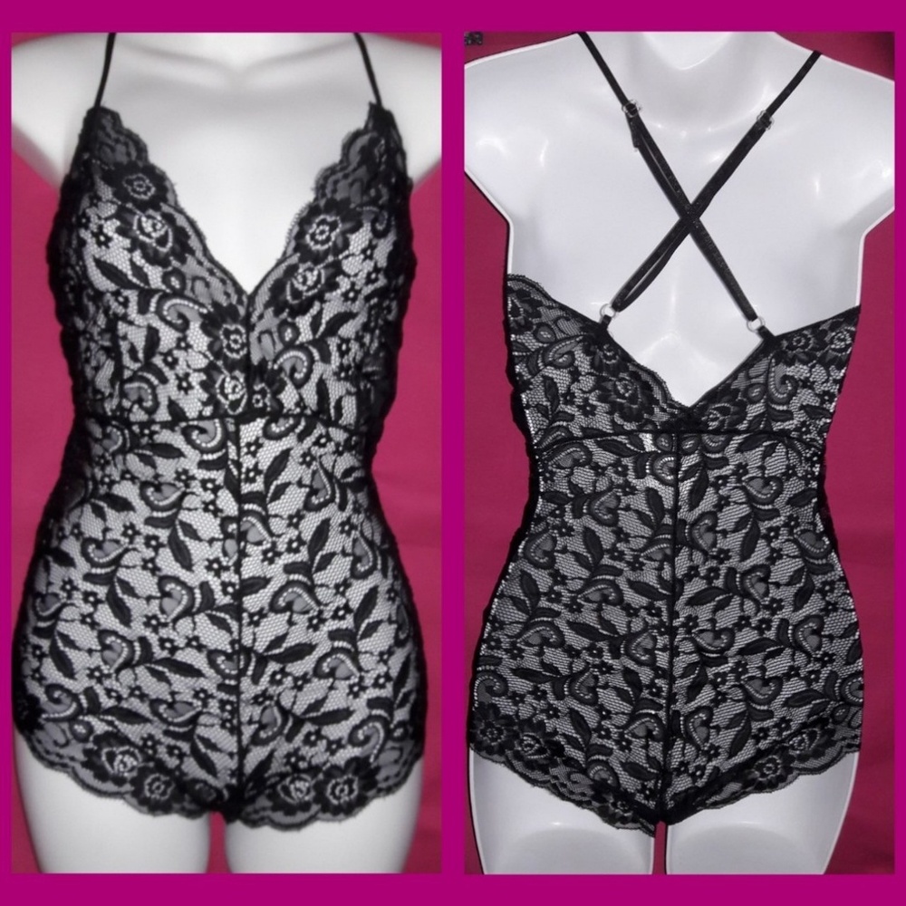 Sexy Sheer Black Lace Stretchy Bodysuit Romper - Picture 7 of 8